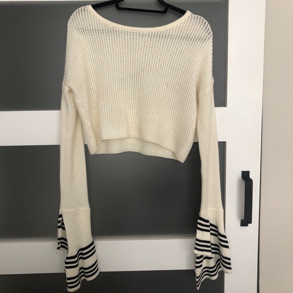 Lightweight bell sleeve cropped sweater